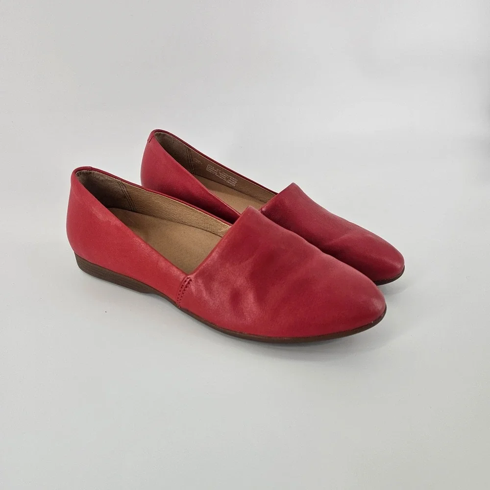 Dansko Larisa Flats 37 Poppy Red Leather Slip On Comfort Professional Skimmer